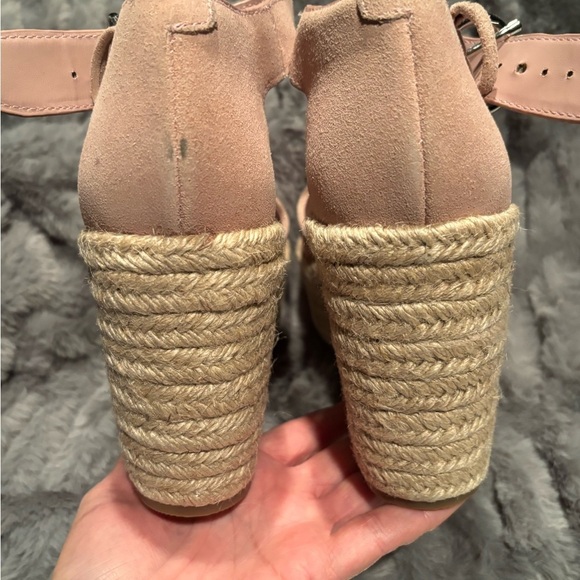Marc Fisher Suede Pink Espadrille Wedge with Ankle Straps - Picture 6 of 11